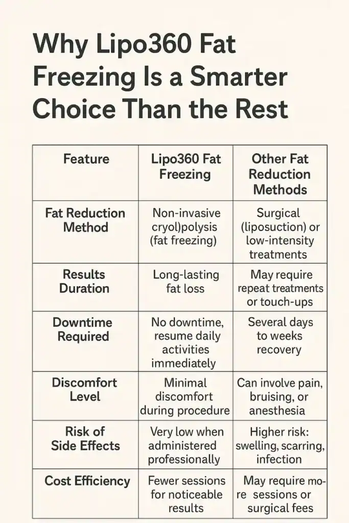 Is it possible to permanently freeze fat cells? 2 Table showing benefits of fat freezing to remove fat cells Chigwell from Lipo 360