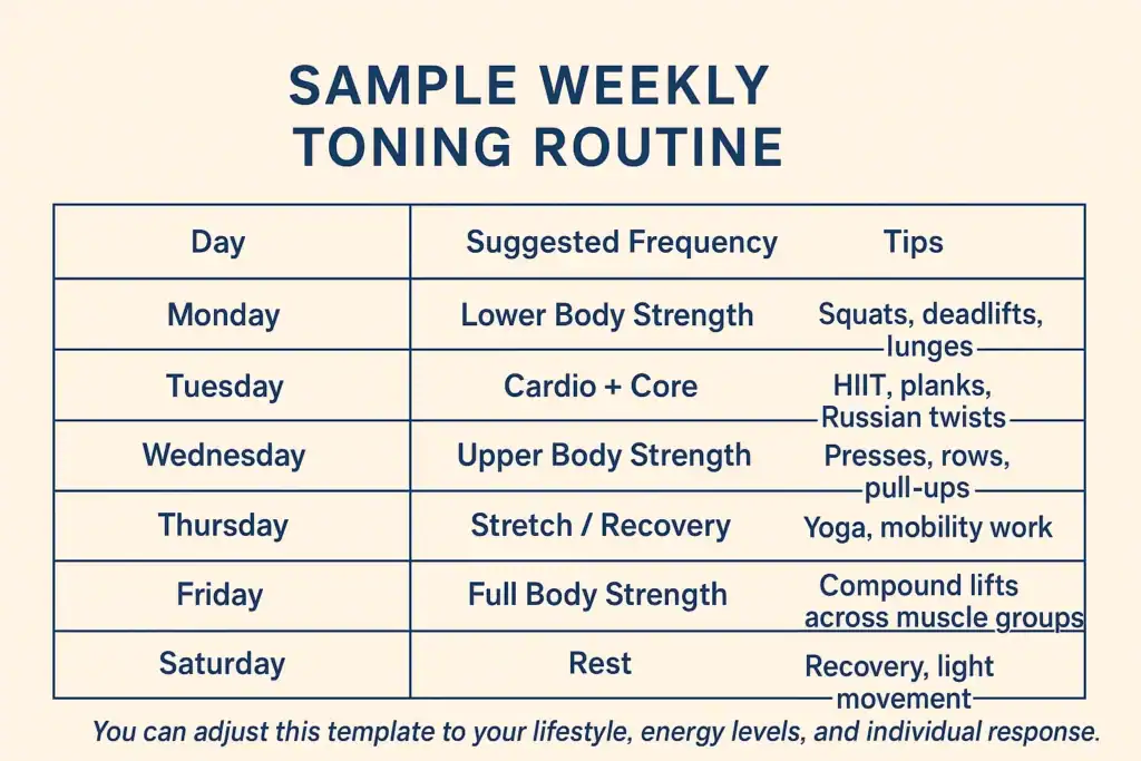 Achieving the Perfect Tone: How Often Should You Exercise for Results? 4 Weekly exercise Chigwell plan graphic