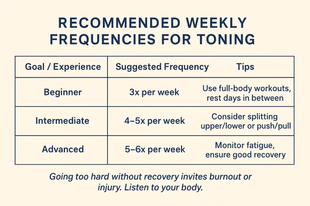 Achieving the Perfect Tone: How Often Should You Exercise for Results? 2 Graphic to show how often you should do exercise to help with toning Chigwell