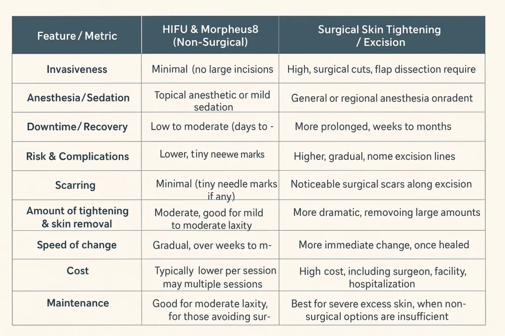 The Science of Skin Tightening 2 Table of skin tightening Chigwell benefits compared to surgical options